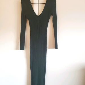 NWOT Green Ribbed Long Sleeve Dress STRETCHY
